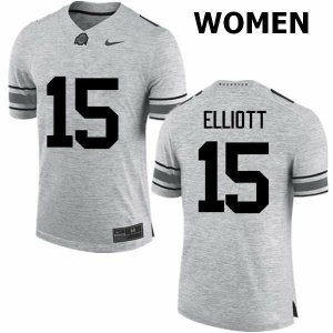 NCAA Ohio State Buckeyes Women's #15 Ezekiel Elliott Gray Nike Football College Jersey JLI8445RA